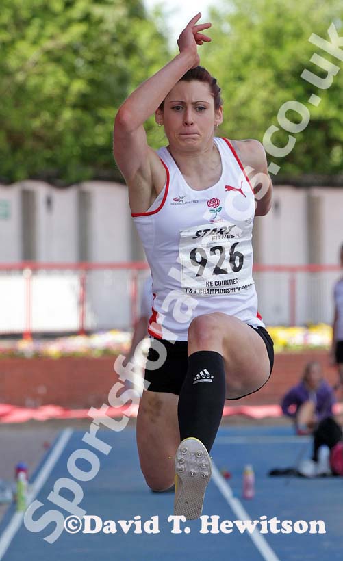 Emma Pringle (Gateshead) winner of the triple jump with a championship record at the North Eastern Champs, Gateshead.